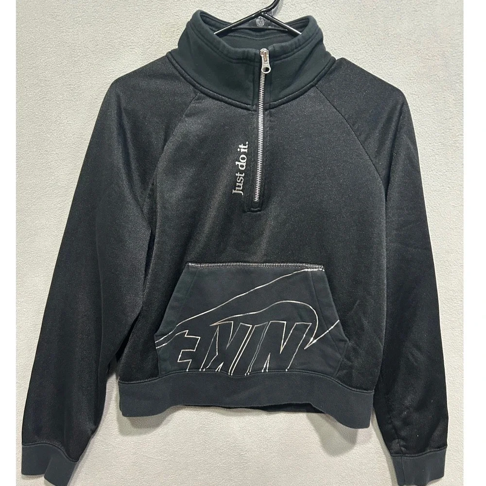 Nike 1/4 Zip Pullover Womens XS Black Sweatshirt Icon‎ Clash Sportswear